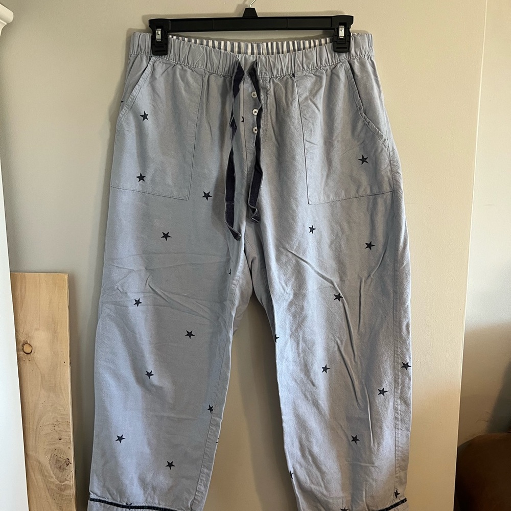 aerie Light Blue Star-Print wide leg lounge pajama pants%100 cotton